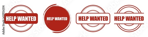 Help wanted stamp. Vector isolated on white.