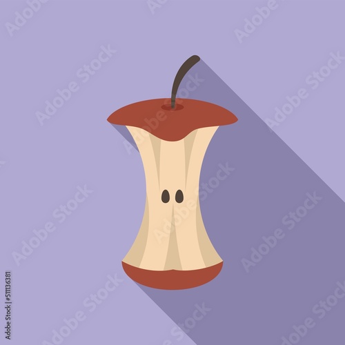 Apple trash icon flat vector. Waste food