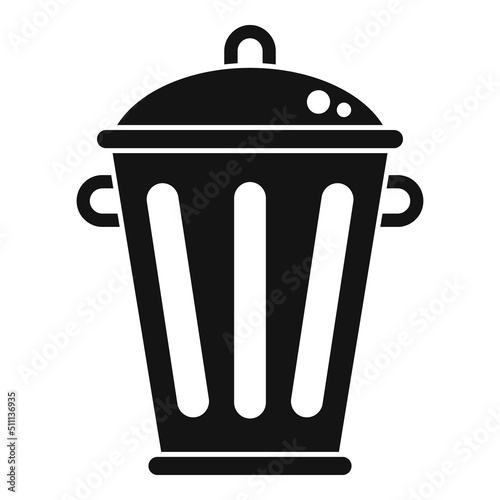 Steel recycle bin icon simple vector. Reduce trash