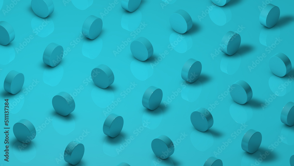 3d illustration blue background image with blue cylinders wallpaper