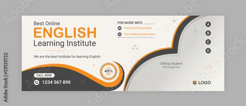 English learning institute social media banner design template for may educational institute