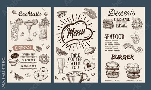 Restaurant cafe menu  template design. Food flyer.  