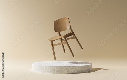Chair floating In studio 3d rendered