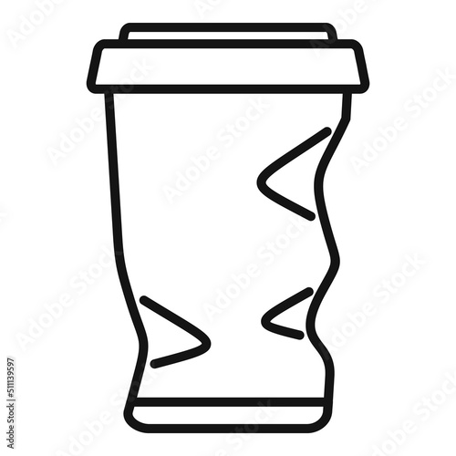 Paper cup recycle icon outline vector. Trash garbage