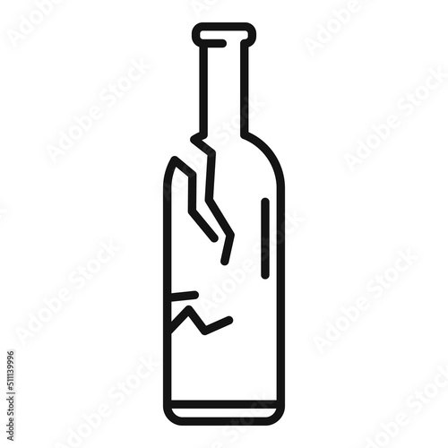 Crack bottle waste icon outline vector. Trash recycle
