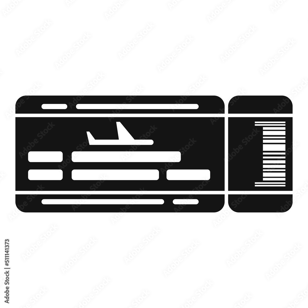 Airplane ticket icon simple vector. Airline plane