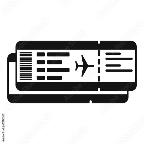 Flight ticket icon simple vector. Plane pass