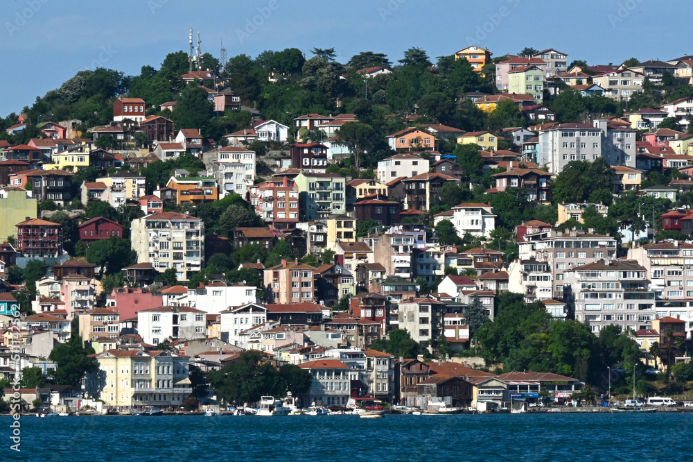 Houses facing the sea in Bosphorus- Istanbul. Turkey.