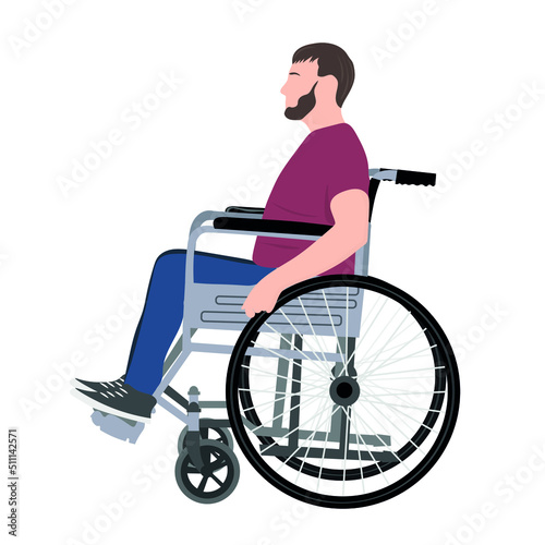 Man in wheelchair on white background