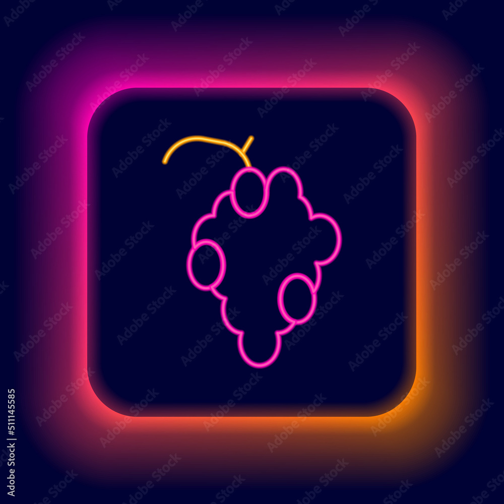 Glowing neon line Grape fruit icon isolated on black background. Colorful outline concept. Vector Glowing neon line Grape fruit icon isolated on black background. Colorful outline concept. Vector