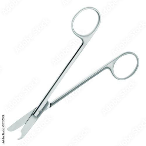 Littauer Scissors. These special surgical instrument are used for suture removal. Single object on a white background. Vector illustration.