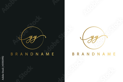 G G GG hand drawn logo of initial signature, fashion, jewelry, photography, boutique, script, wedding, floral and botanical creative vector logo template for any company or business.
