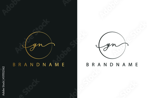 G N GN hand drawn logo of initial signature, fashion, jewelry, photography, boutique, script, wedding, floral and botanical creative vector logo template for any company or business. photo