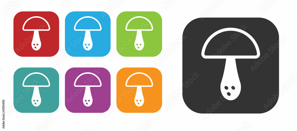 Black Mushroom icon isolated on white background. Set icons colorful. Vector Black Mushroom icon isolated on white background. Set icons colorful. Vector