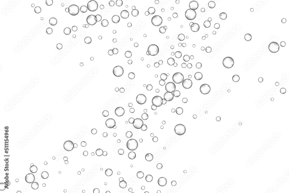 Air bubbles, oxygen, champagne crystal clear, isolated on white background modern design. Vector illustration EPS 10.