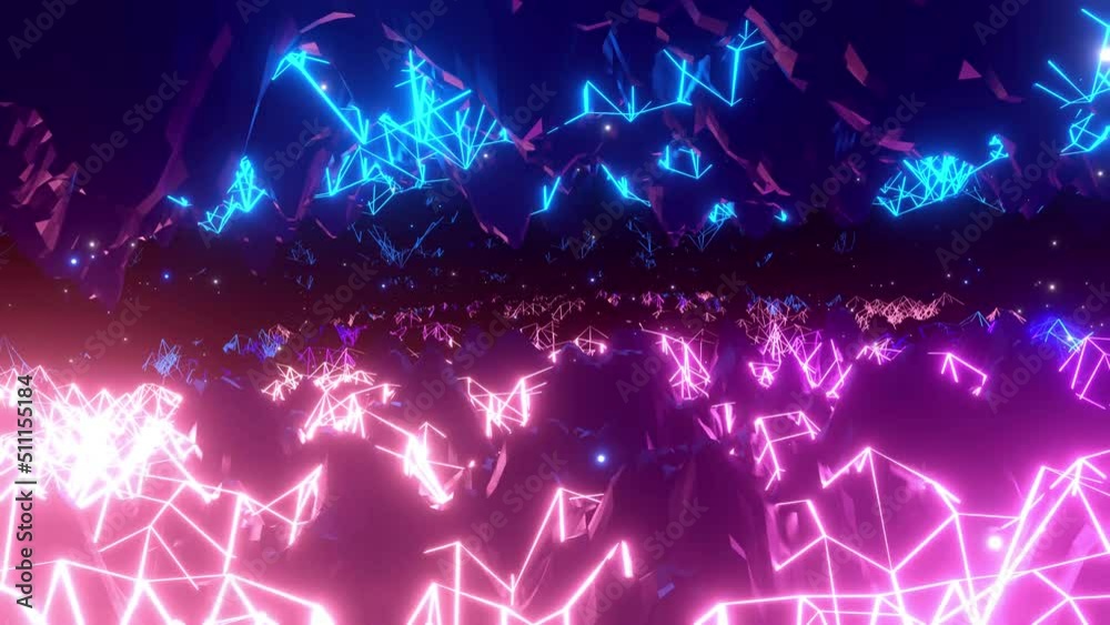 Vj loop abstract sci fi landscape. looped animation neon glow ...