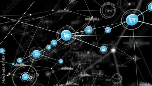 Wallpaper Mural Animation of network of connections over dark background Torontodigital.ca