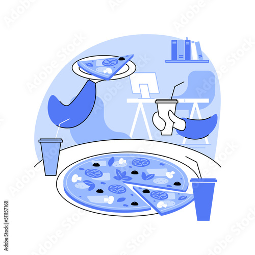 Pizza in the office isolated cartoon vector illustrations.