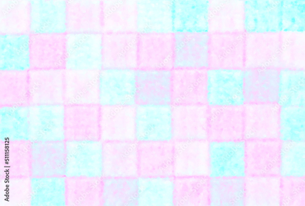 Pink and blue checkered pattern. Watercolor background Pink and blue checkered pattern. Watercolor background