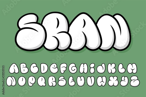 Alphabet Simple Bubble Graffity text vector Letters