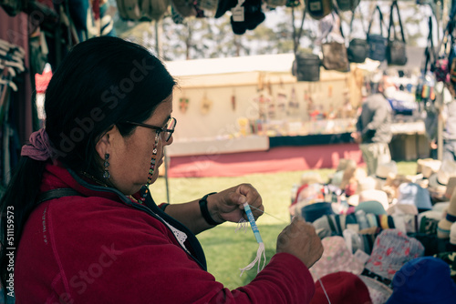 Ecuadorian indigenous family merchant of the oldest Inca culture in South America