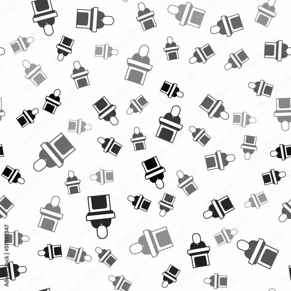Black Church pastor preaching icon isolated seamless pattern on white background. Vector