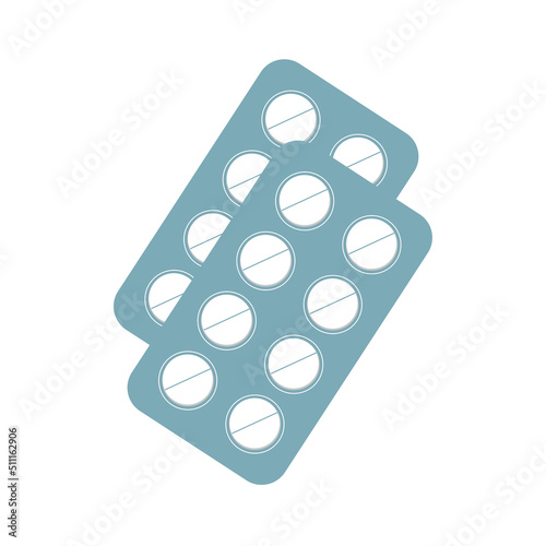 Vector illuіtration of medical pills in flat style, isolated elements on white background