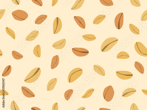 Peanut seamless pattern. Roasted peanuts. Background design for printing on wrappers, packaging, fabrics and wallpapers. Vector illustration