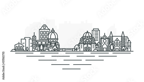 Florence, Italy architecture line skyline illustration. Linear vector cityscape with famous landmarks, city sights, design icons. Landscape with editable strokes.