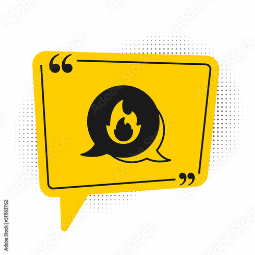 Black Telephone with emergency call 911 icon isolated on white background. Police, ambulance, fire department, call, phone. Yellow speech bubble symbol. Vector