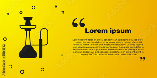 Black Hookah icon isolated on yellow background. Vector