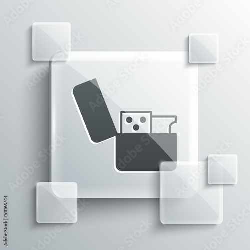 Grey Lighter icon isolated on grey background. Square glass panels. Vector