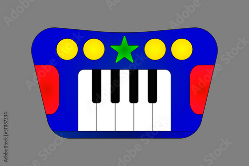 Top view of a colorful piano toy - vector illustration