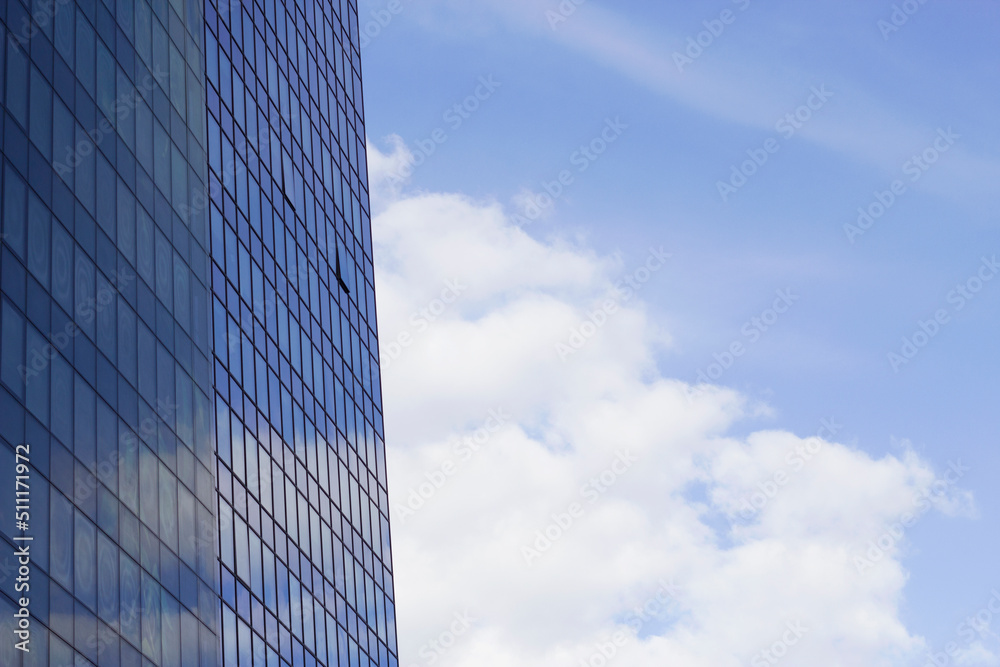 high modern office building with sky and clouds high modern office building with sky and clouds