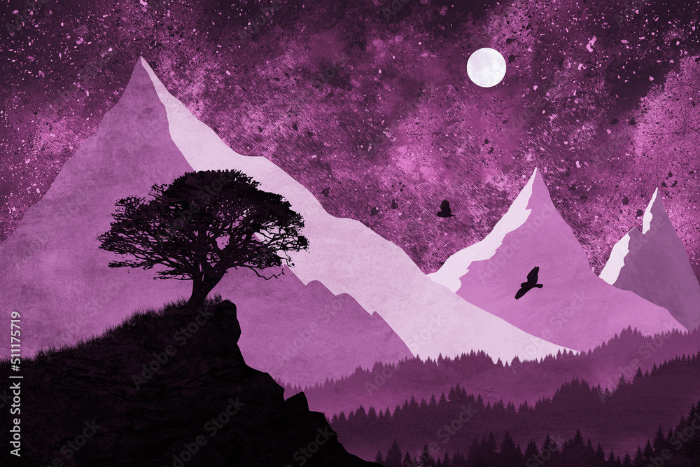 Owl's night by the last light of the moon