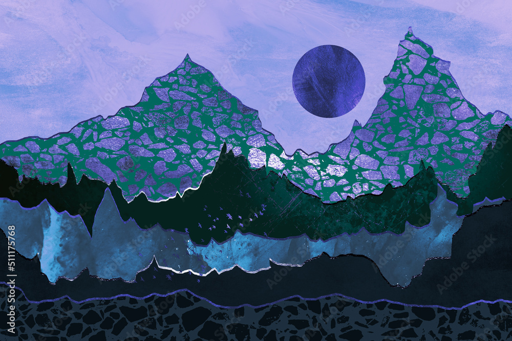 Extravagant mountains by night tones