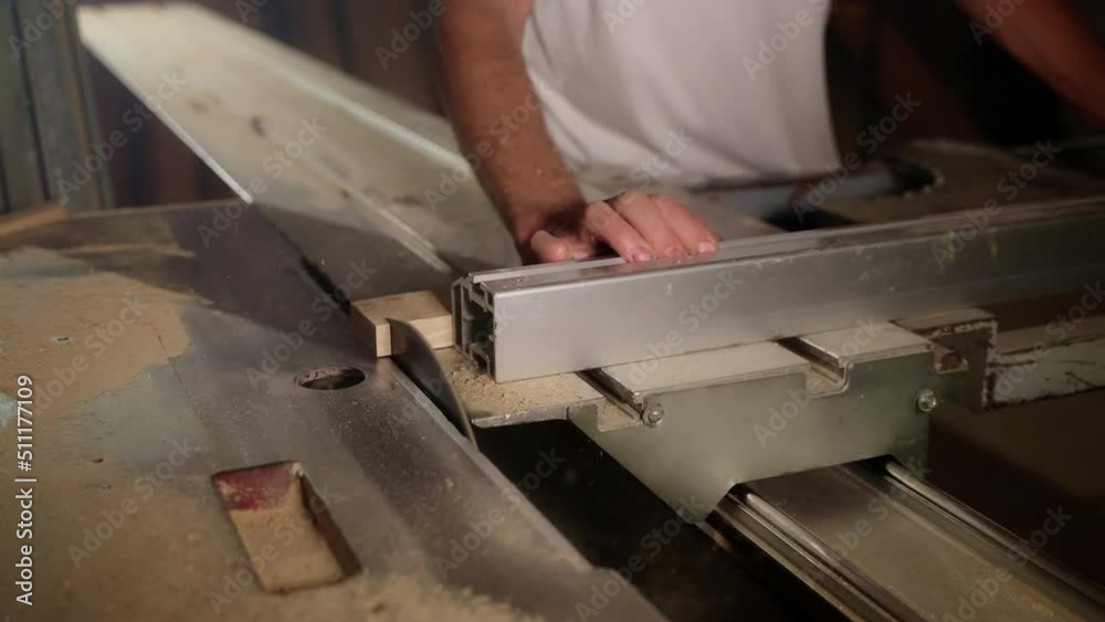 Wood processing with a table saw. Woodwork equipment Wood processing with a table saw. Woodwork equipment