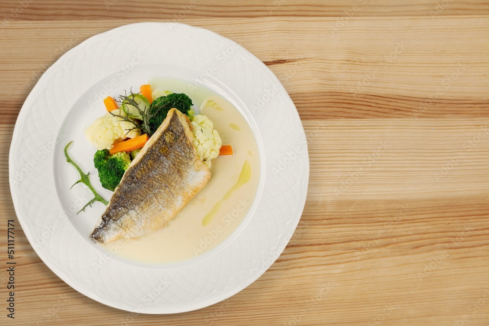 Tasty fresh fish in a restaurant for family dinner. Tasty fresh fish in a restaurant for family dinner.