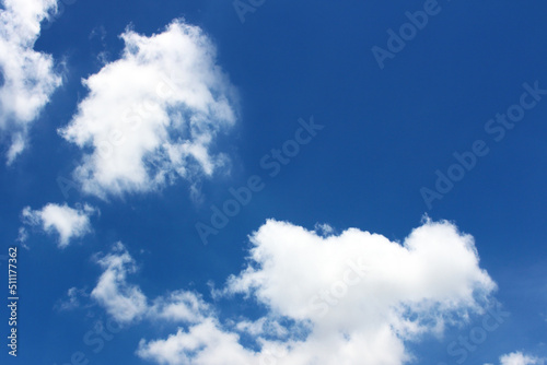 Bright blue sky with white clouds