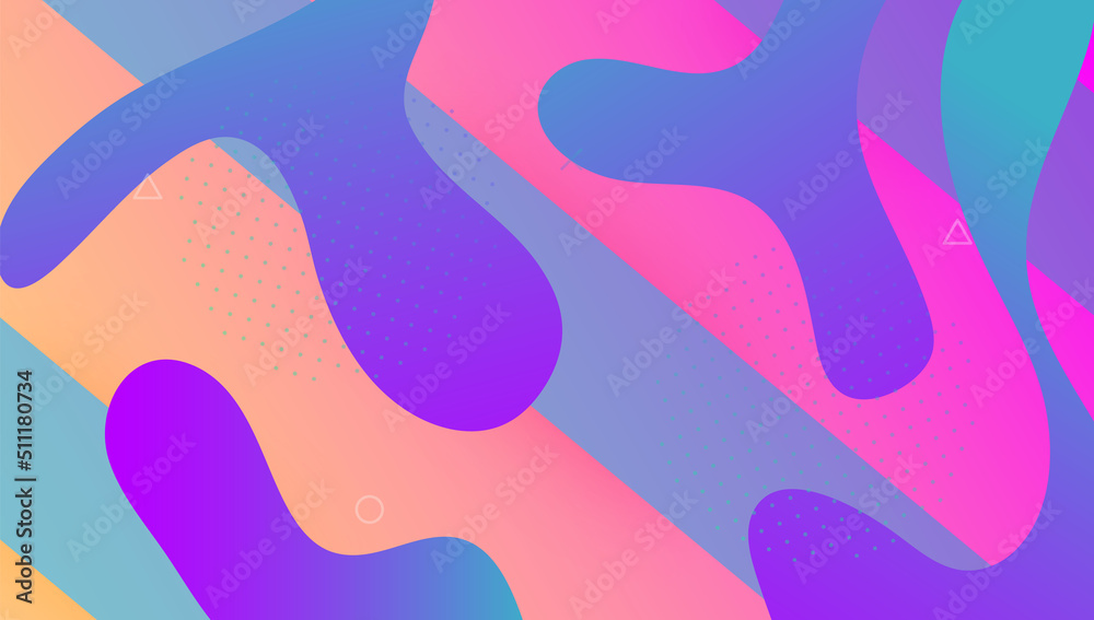Fluid Design. Tech Landing Page. Creative Composition. Flow Minimal Poster. Neon Journal. Graphic Page. Rainbow Shape. Blue Hipster Cover. Magenta Fluid Design