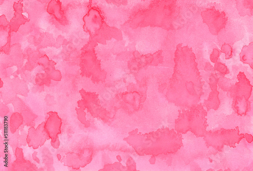 wet watercolor painting in pink colors on paper  background and texture