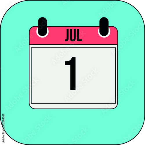 july calendar day one blue