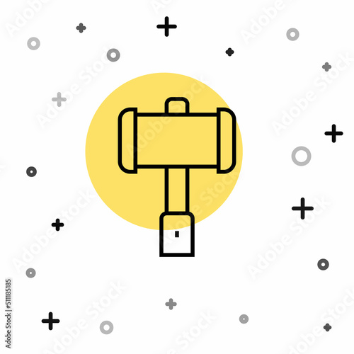 Black line Medieval battle hammer icon isolated on white background. Random dynamic shapes. Vector