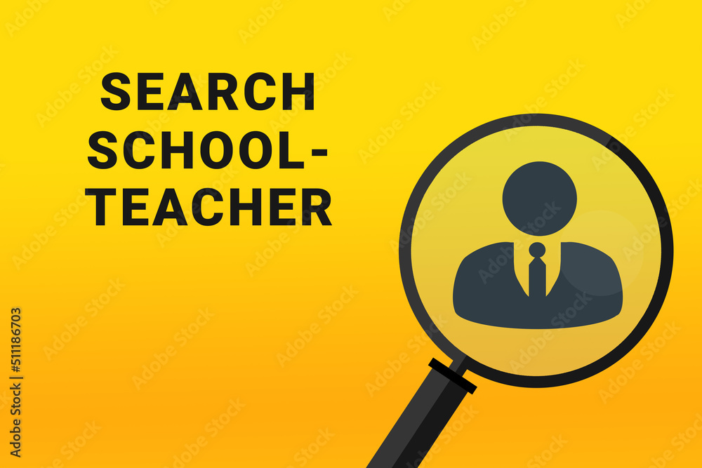 Schoolteacher career. Build a career concept. Schoolteacher working. Schoolteacher career text on yellow background. Loupe symbolizes job search. Wallpapers on theme jobs. Schoolteacher career. Build a career concept. Schoolteacher working. Schoolteacher career text on yellow background. Loupe symbolizes job search. Wallpapers on theme jobs.