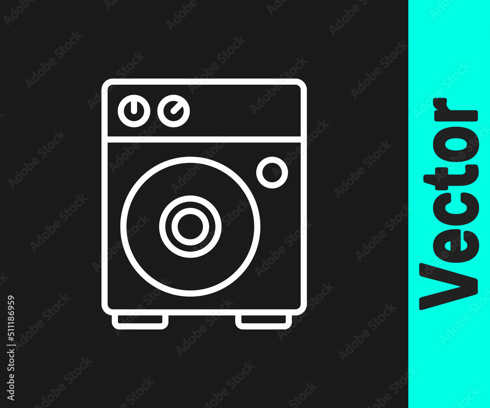 White line Guitar amplifier icon isolated on black background. Musical instrument. Vector White line Guitar amplifier icon isolated on black background. Musical instrument. Vector