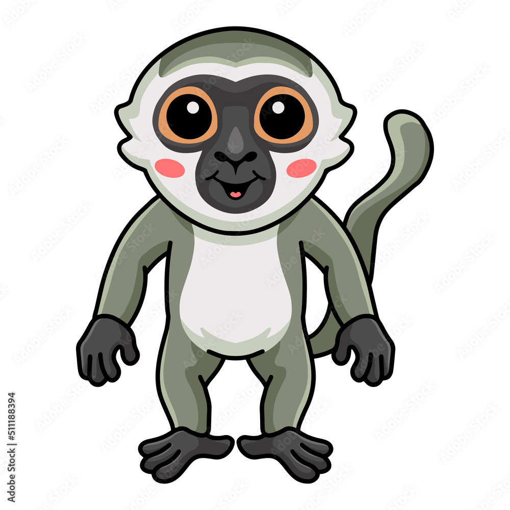 Cute little vervet monkey cartoon standing