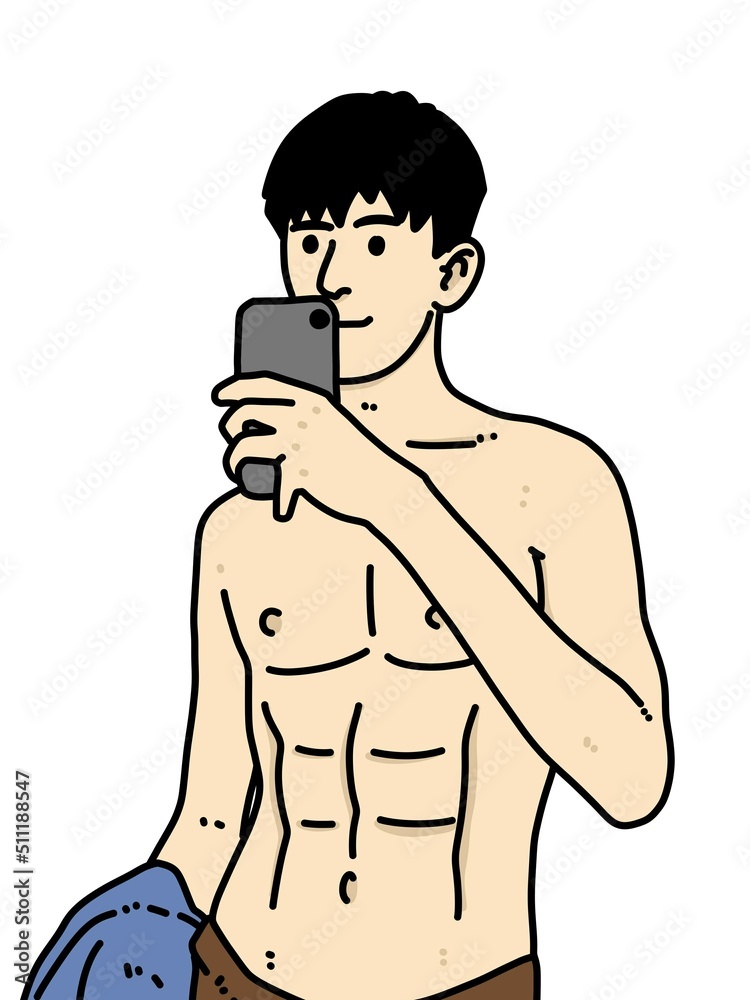 Fototapeta premium cute man cartoon on white background