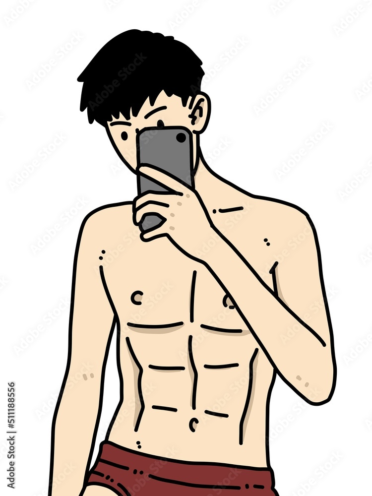 Fototapeta premium cute man cartoon on white background