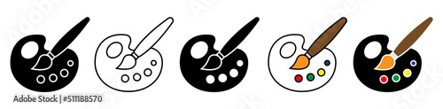 Art Palette with Brush Set. Stock Vector Illustration