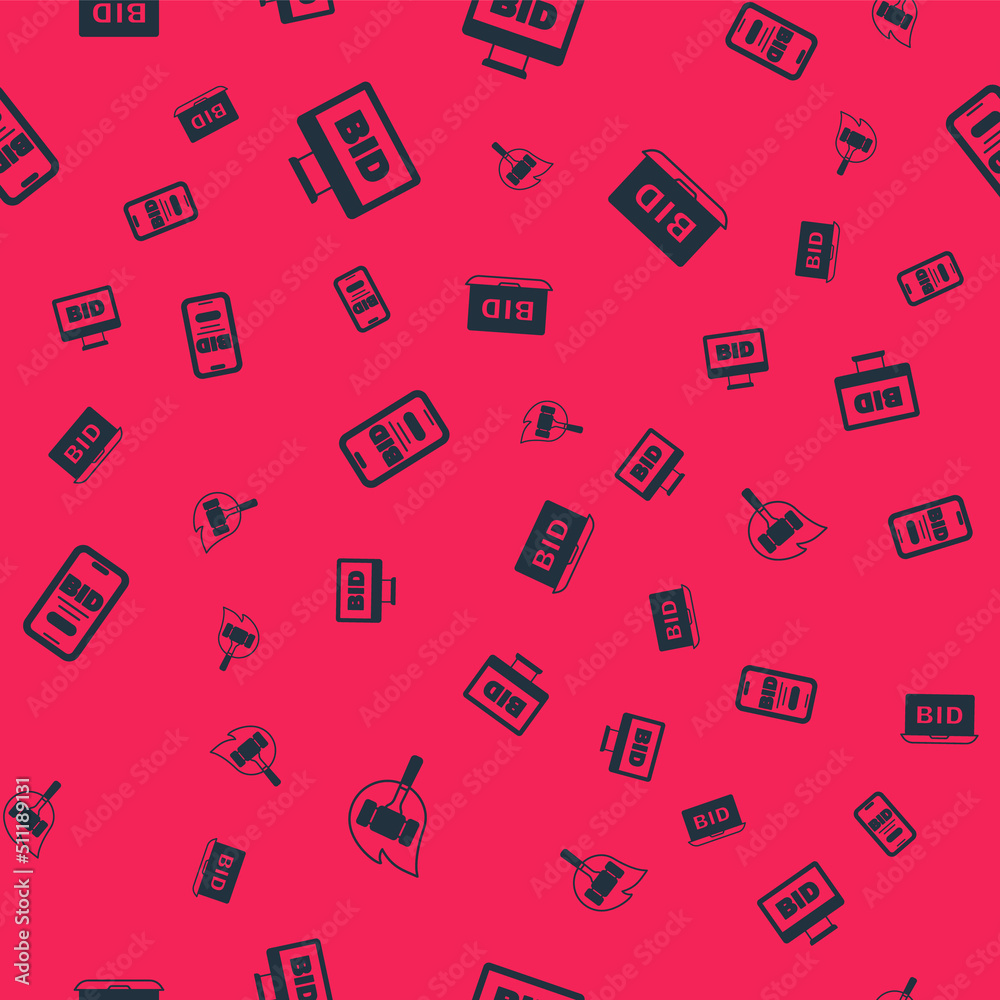 Set Auction hammer, Online auction, and on seamless pattern. Vector Set Auction hammer, Online auction, and on seamless pattern. Vector